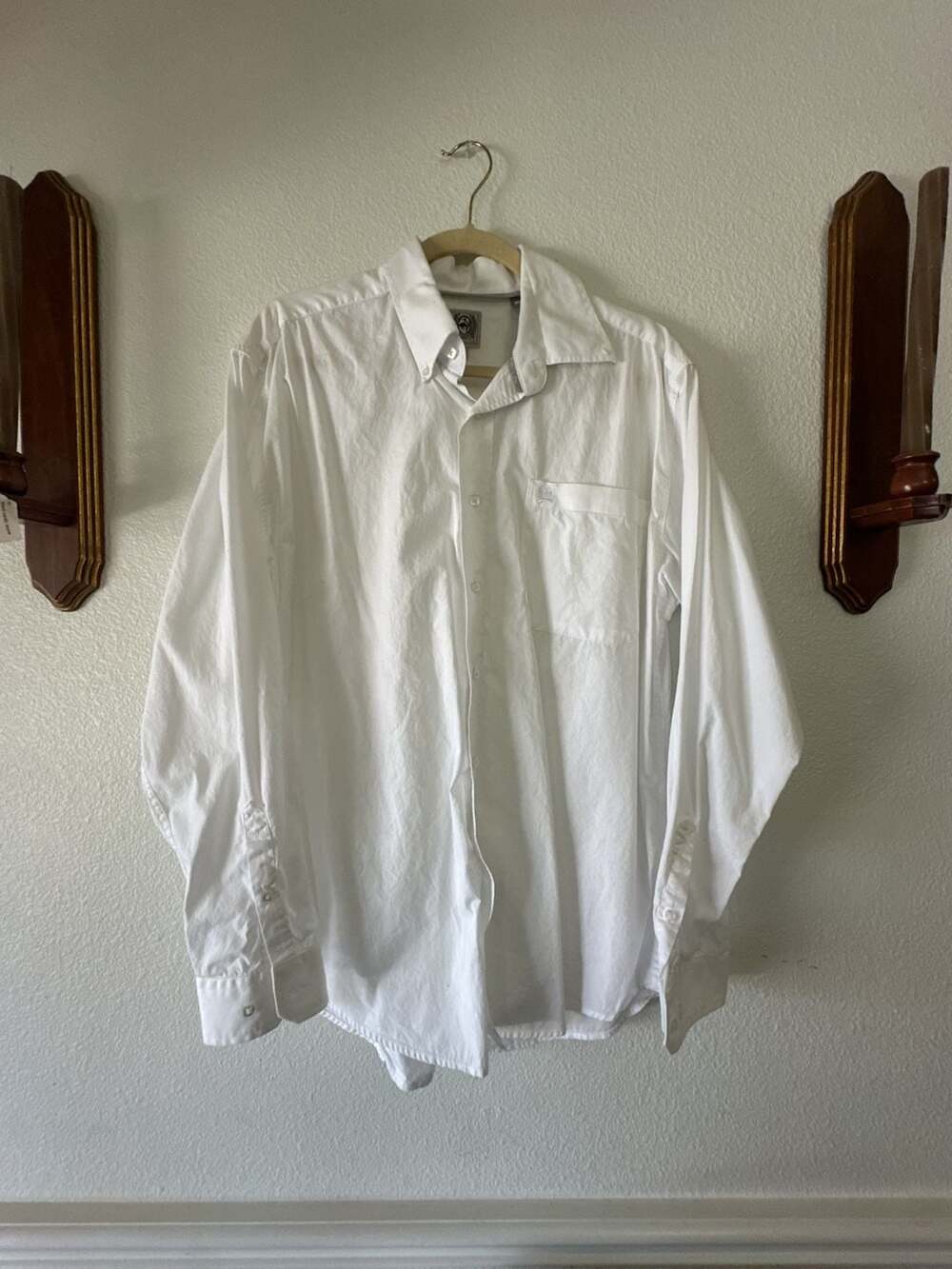 Cinch Mens White 100% Cotton Long Sleeve Button Up Western Cowboy Shirt Size S